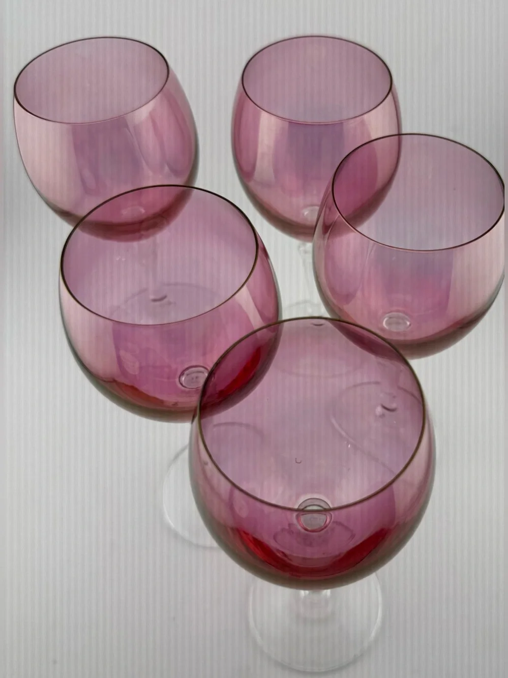5 Colony Bijoux Pink (Iridescent) wine glasses. 8oz